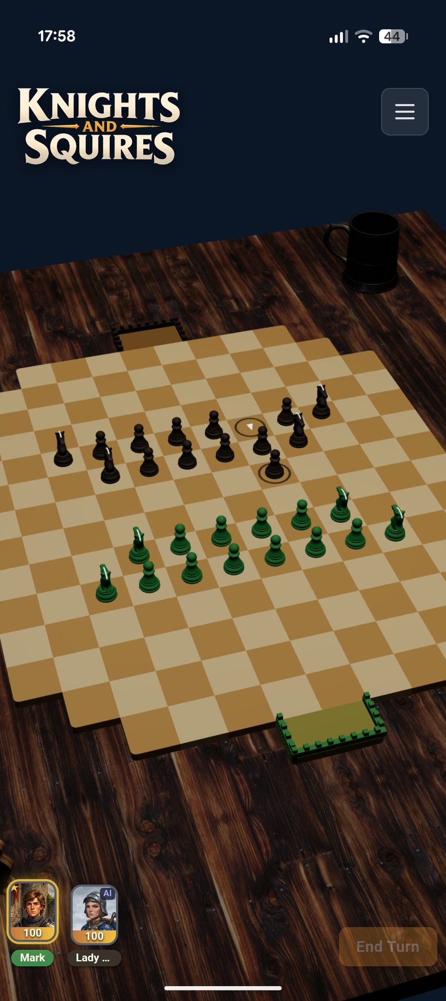 The board viewed on a phone